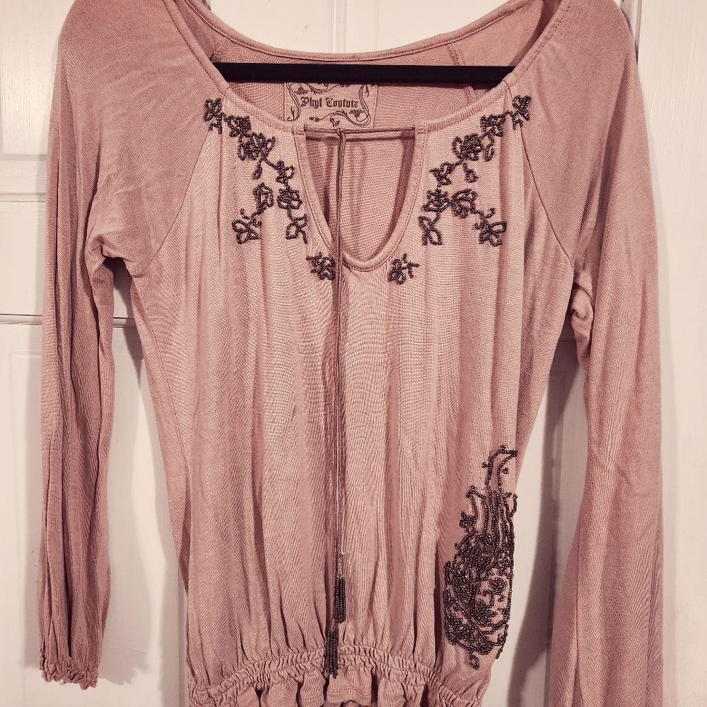 Pink beaded Phyl Couture shirt